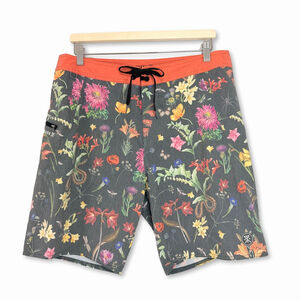 ROARK Passage Series Gray Floral Board Shorts Orange Men's Size 33 Swim Trunks